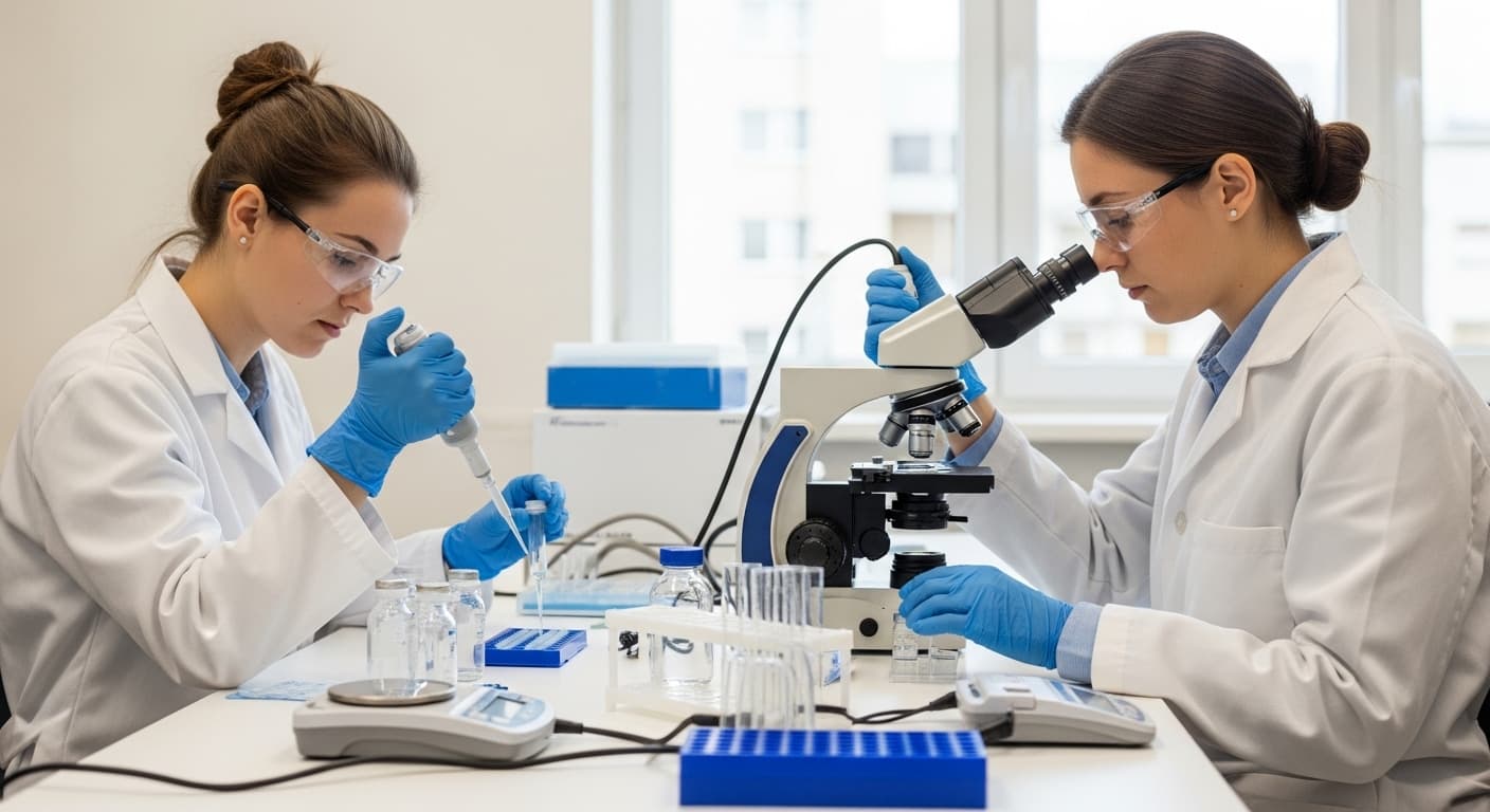 Scientists working in a research laboratory